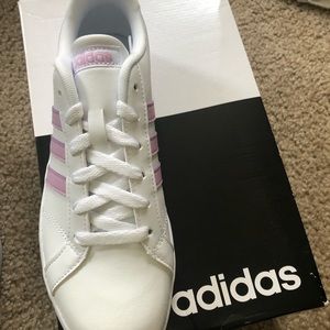 Adidas Baseline K white and pink shoes. NWTs